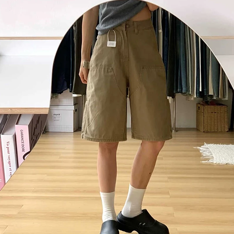 Vintage American Cargo Denim Shorts Women Summer High Waist Straight Knee Length Pants Female Casual Mid Pant
Vintage American Cargo Denim Shorts Women Summer High Waist Straight Knee Length Pants Female Casual Mid Pant