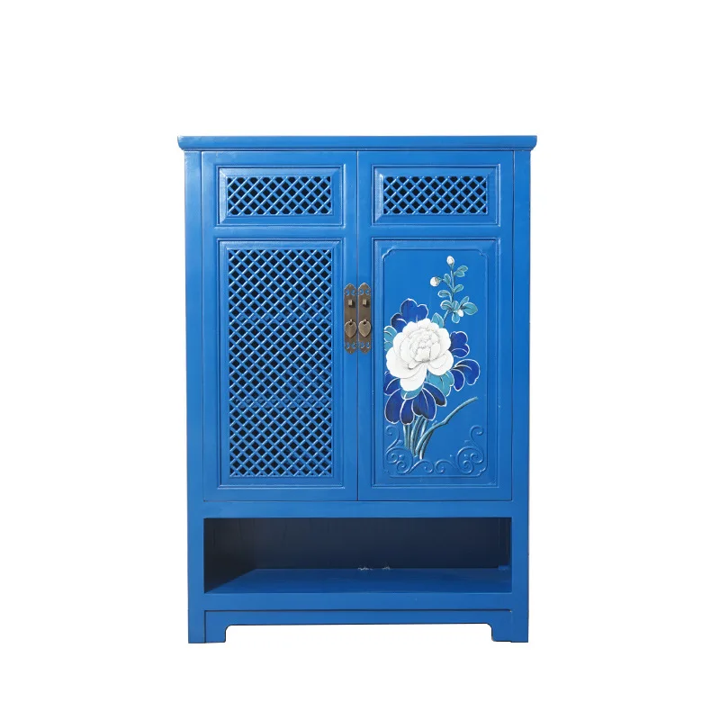 New Chinese solid wood hand-painted living room shoe cabinet retro locker
New Chinese solid wood hand-painted living room shoe cabinet retro locker