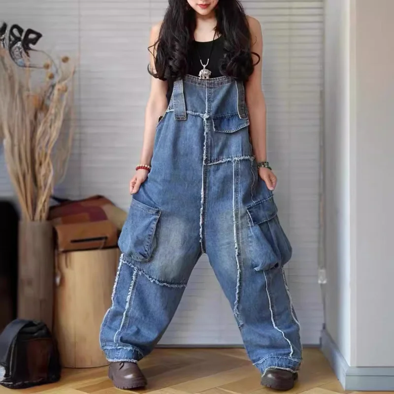 Women'S Overalls Spring Summer New Vintage Frayed Patchwork Pocket Design Plus Size Washed Slimming Pants
Women'S Overalls Spring Summer New Vintage Frayed Patchwork Pocket Design Plus Size Washed Slimming Pants