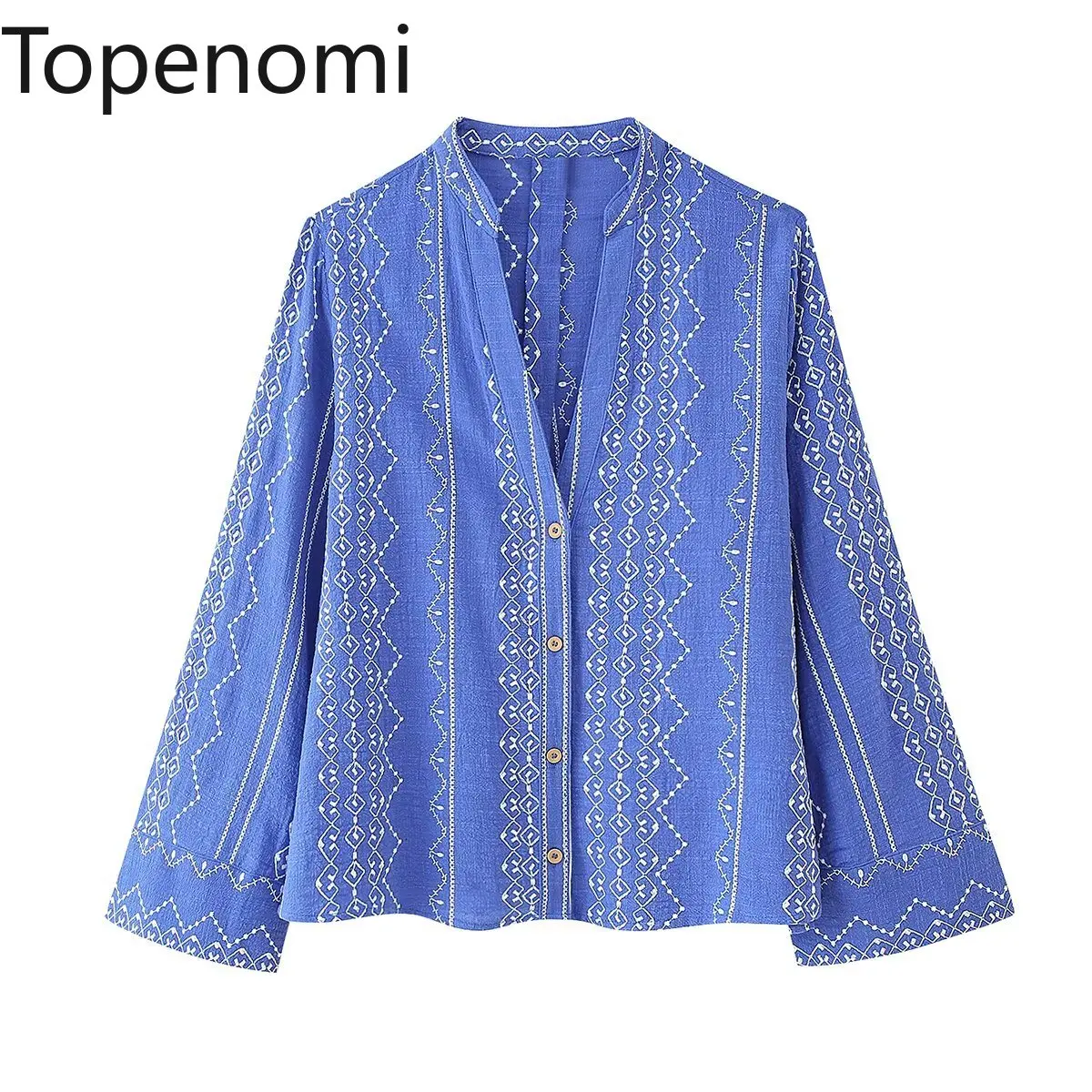 Topenomi French Vintage Embroidery Long Sleeve Shirt Women 2025 New V Neck Button Up Blue Blouse Fashion Loose Versatile Blouse
Topenomi French Vintage Embroidery Long Sleeve Shirt Women 2025 New V Neck Button Up Blue Blouse Fashion Loose Versatile Blouse