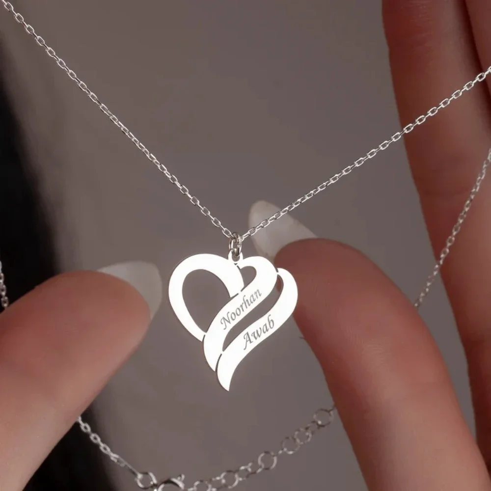 Custom Love Necklaces for Women Engraved Double Name Necklace Necklace Silver Stainless Steel Jewelry Valentine's Day Presents
Custom Love Necklaces for Women Engraved Double Name Necklace Necklace Silver Stainless Steel Jewelry Valentine's Day Presents