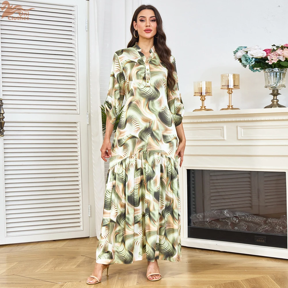 Elegant Muslim Women's Printed Abaya Dress Slim Fit Evening Gown Dubai Middle Eastern Islamic Party Wear Waist-Cinching Fashion
Elegant Muslim Women's Printed Abaya Dress Slim Fit Evening Gown Dubai Middle Eastern Islamic Party Wear Waist-Cinching Fashion