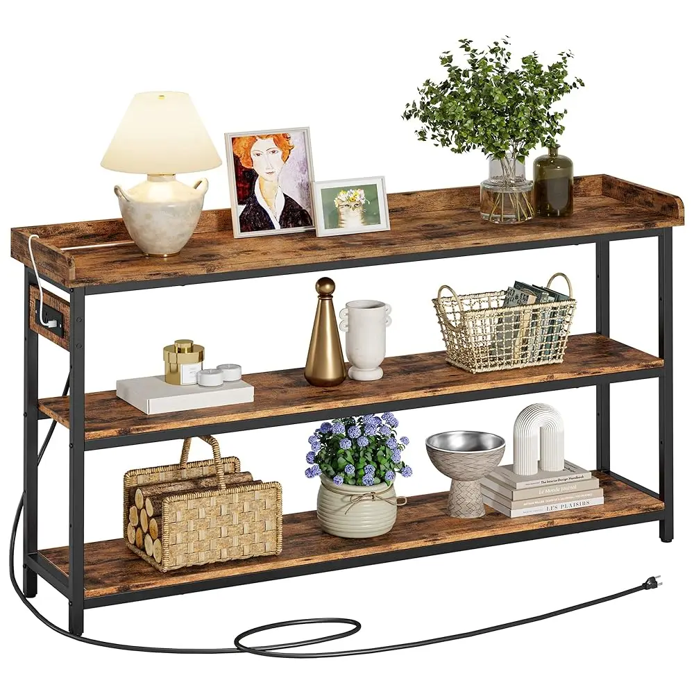 Console Table, Sofa Table with Power Outlet, Farmhouse Hallway Table for Entryway, Living Room, Height Adjustable, Easy Asse
Console Table, Sofa Table with Power Outlet, Farmhouse Hallway Table for Entryway, Living Room, Height Adjustable, Easy Asse