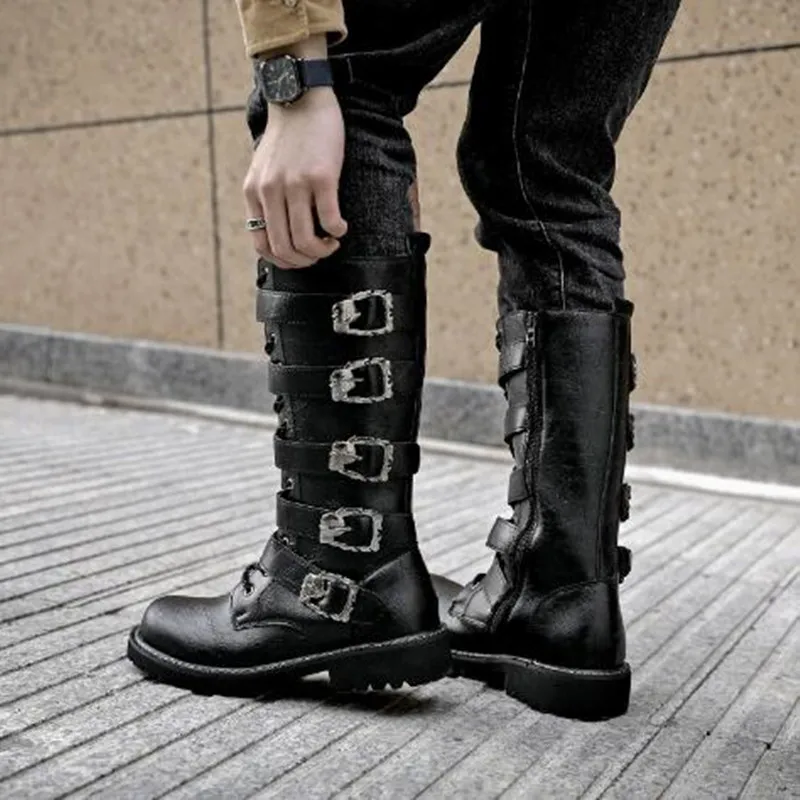 Large Size Men's Leather Motorcycle Boots Mid-calf Combat Boots Gothic Belt Punk Boots Men New High Top Shoes Tactical Boot 2026
Large Size Men's Leather Motorcycle Boots Mid-calf Combat Boots Gothic Belt Punk Boots Men New High Top Shoes Tactical Boot 2026