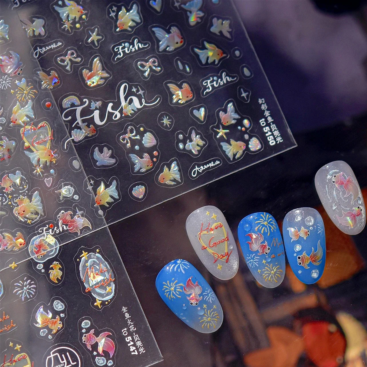 Colourful Pocket Goldfish Colourful Fish Shell Brocaded Carp Bowknot Fireworks Nail Art Stickers Manicure Decals Decorations
Colourful Pocket Goldfish Colourful Fish Shell Brocaded Carp Bowknot Fireworks Nail Art Stickers Manicure Decals Decorations