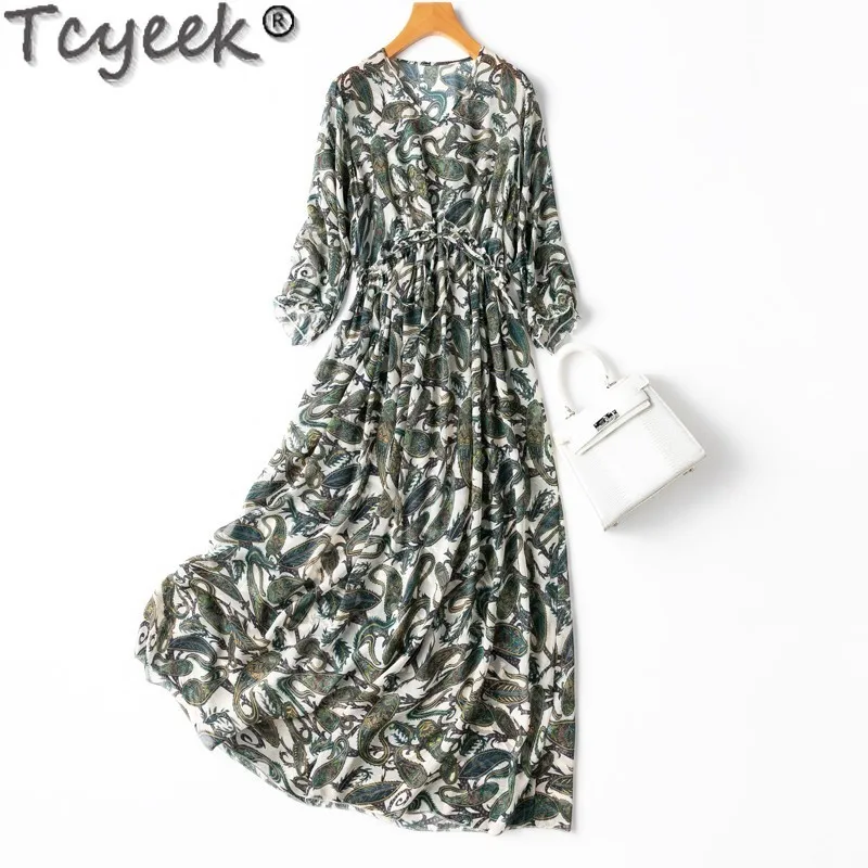 Tcyeek платья из 100% тутового шелка для женщин, элегантные женские платья, пляжное платье, летняя одежда, длинное платье 2025 года, Vestido Mujer
Tcyeek платья из 100% тутового шелка для женщин, элегантные женские платья, пляжное платье, летняя одежда, длинное платье 2025 года, Vestido Mujer