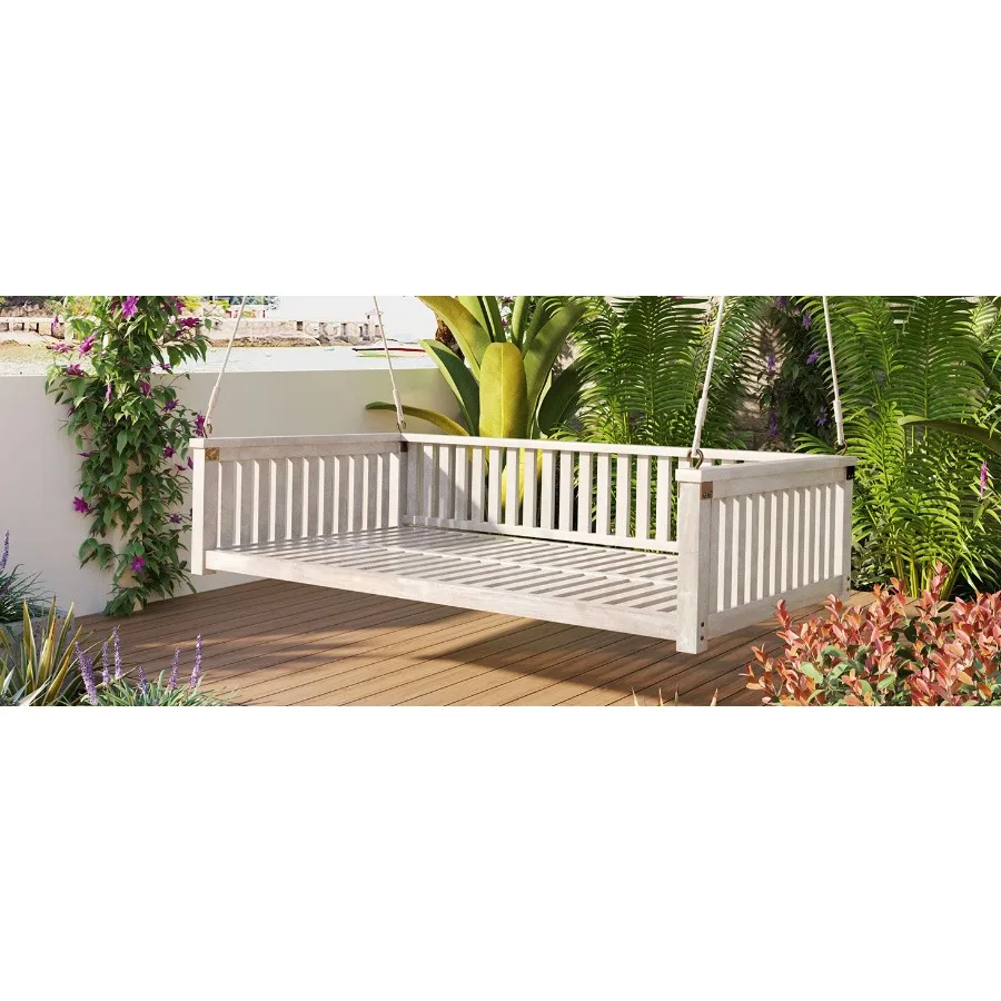 TOPMAX Patio Minimalist Twin Size Garden Swing Bed Wood Porch Swing with Ropes for Backyard Safe Sloped Design White
TOPMAX Patio Minimalist Twin Size Garden Swing Bed Wood Porch Swing with Ropes for Backyard Safe Sloped Design White