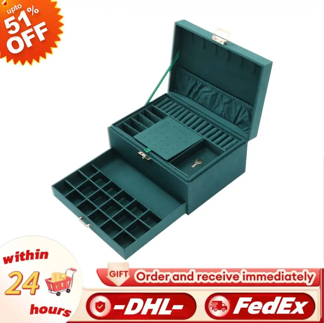 3 Layers Dark Green Jewelry Box Christmas Mother's Valentine's Day Birthday Gift for Family Mother Lover
3 Layers Dark Green Jewelry Box Christmas Mother's Valentine's Day Birthday Gift for Family Mother Lover