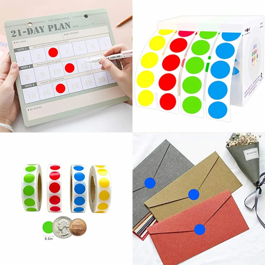 4000PCS 1/2 Inch Round Color Code Dot Stickers, 0.5 inch Circle Label Dispenser Box for Office, Home Toddlers Learning Yello
4000PCS 1/2 Inch Round Color Code Dot Stickers, 0.5 inch Circle Label Dispenser Box for Office, Home Toddlers Learning Yello