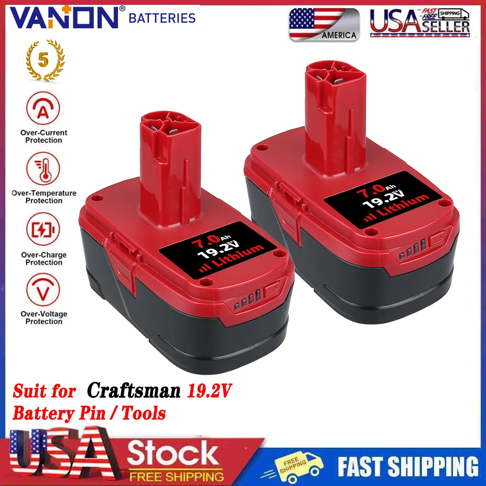 VANON 2Pack 7.0Ah C3 Li-on Replace for Craftsman 19.2V Battery Pin Compatiable with DieHard 11375 11376 1323517 315.113753
VANON 2Pack 7.0Ah C3 Li-on Replace for Craftsman 19.2V Battery Pin Compatiable with DieHard 11375 11376 1323517 315.113753