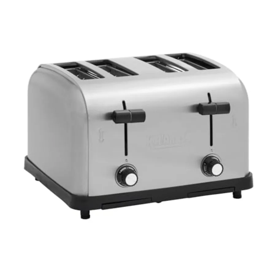 Commercial Four Slice Pop-Up Toaster with 1.5 Wide Slots for Bagels and Special Breads Stainless Steel Finish Two Crumb Trays 1
Commercial Four Slice Pop-Up Toaster with 1.5 Wide Slots for Bagels and Special Breads Stainless Steel Finish Two Crumb Trays 1