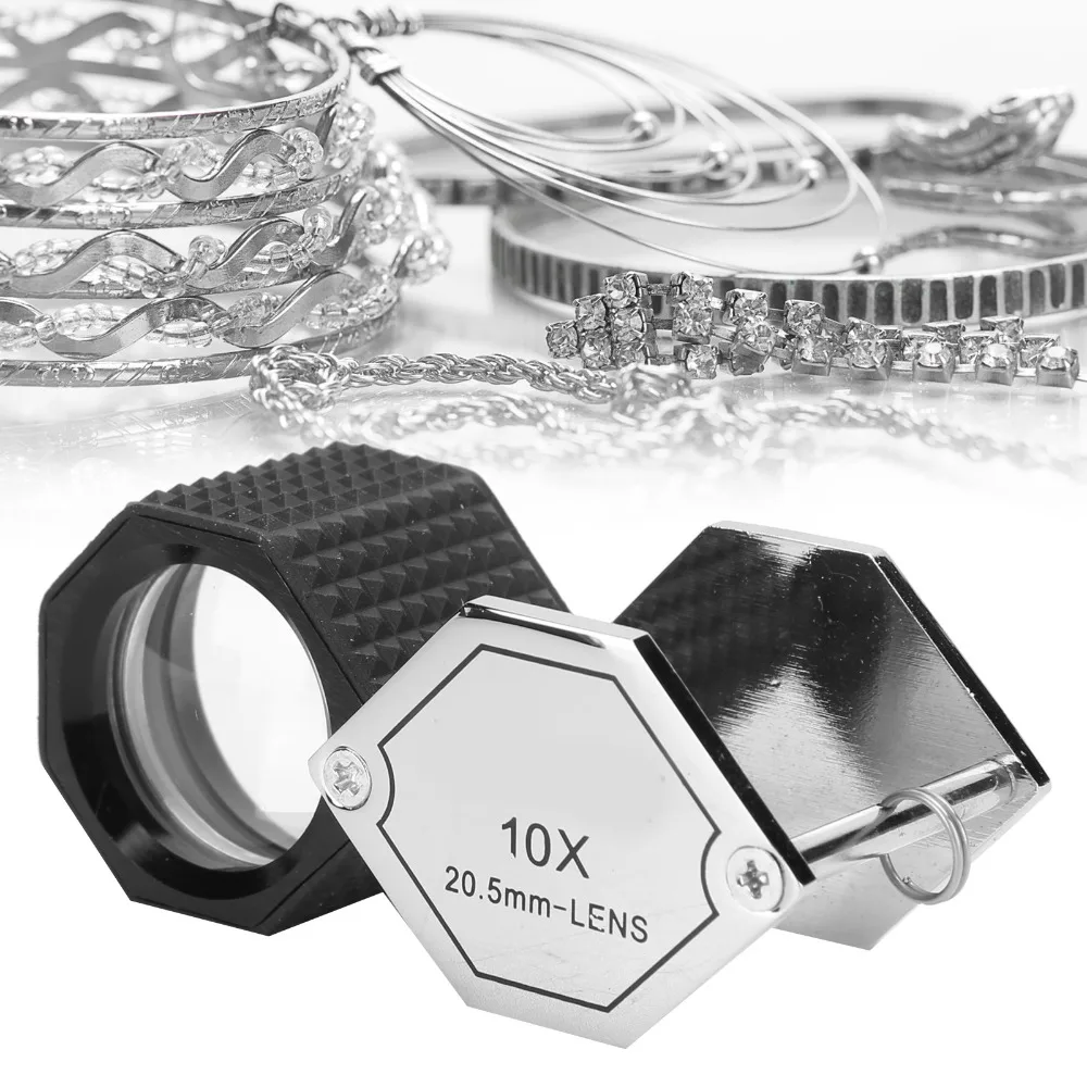 10x Magnification Jewelry Loupe 20.5mm Lens Triplet Lens Pocket Magnifying Tool Metal Foldable Pocket Size Magnifying Glass
10x Magnification Jewelry Loupe 20.5mm Lens Triplet Lens Pocket Magnifying Tool Metal Foldable Pocket Size Magnifying Glass