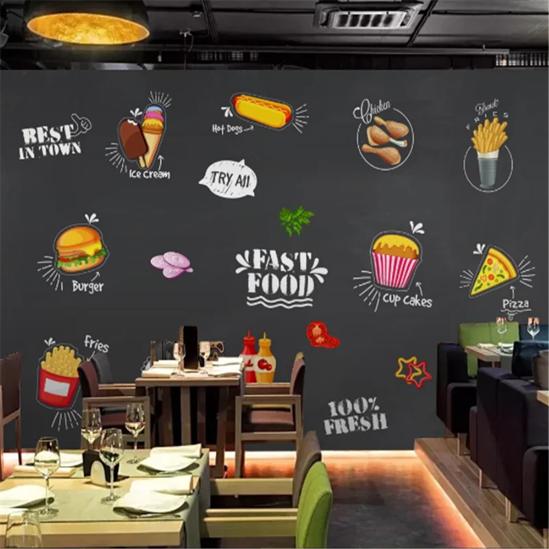 Custom Hot Dog Fast Food Restaurant Industrial Decor Mural Wallpaper 3D Personalized Pizza Shop Blackboard Background Wall Paper
Custom Hot Dog Fast Food Restaurant Industrial Decor Mural Wallpaper 3D Personalized Pizza Shop Blackboard Background Wall Paper