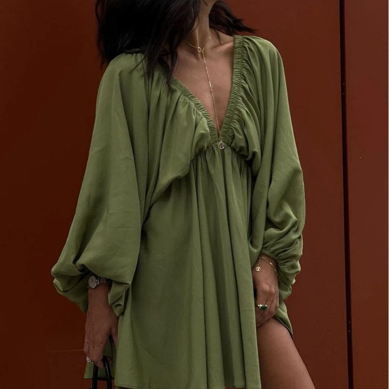 2024V-neck Long-sleeved Dress with Fresh Design Sense, Bubble Sleeves and Big Skirt Sexy Women's Dress
2024V-neck Long-sleeved Dress with Fresh Design Sense, Bubble Sleeves and Big Skirt Sexy Women's Dress