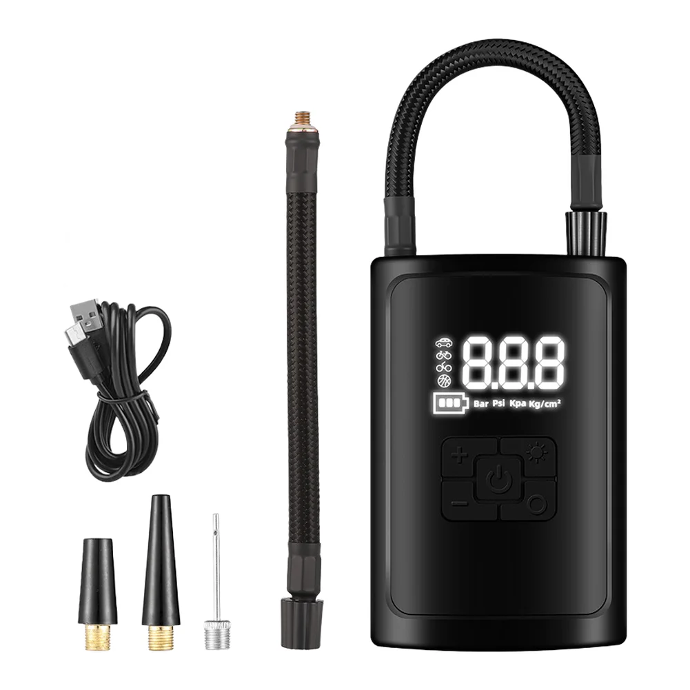 Wireless Portable Tire Inflator with LED Light for Car Motorcycle Bike Featuring Fast Inflation and Multiple Nozzles
Wireless Portable Tire Inflator with LED Light for Car Motorcycle Bike Featuring Fast Inflation and Multiple Nozzles