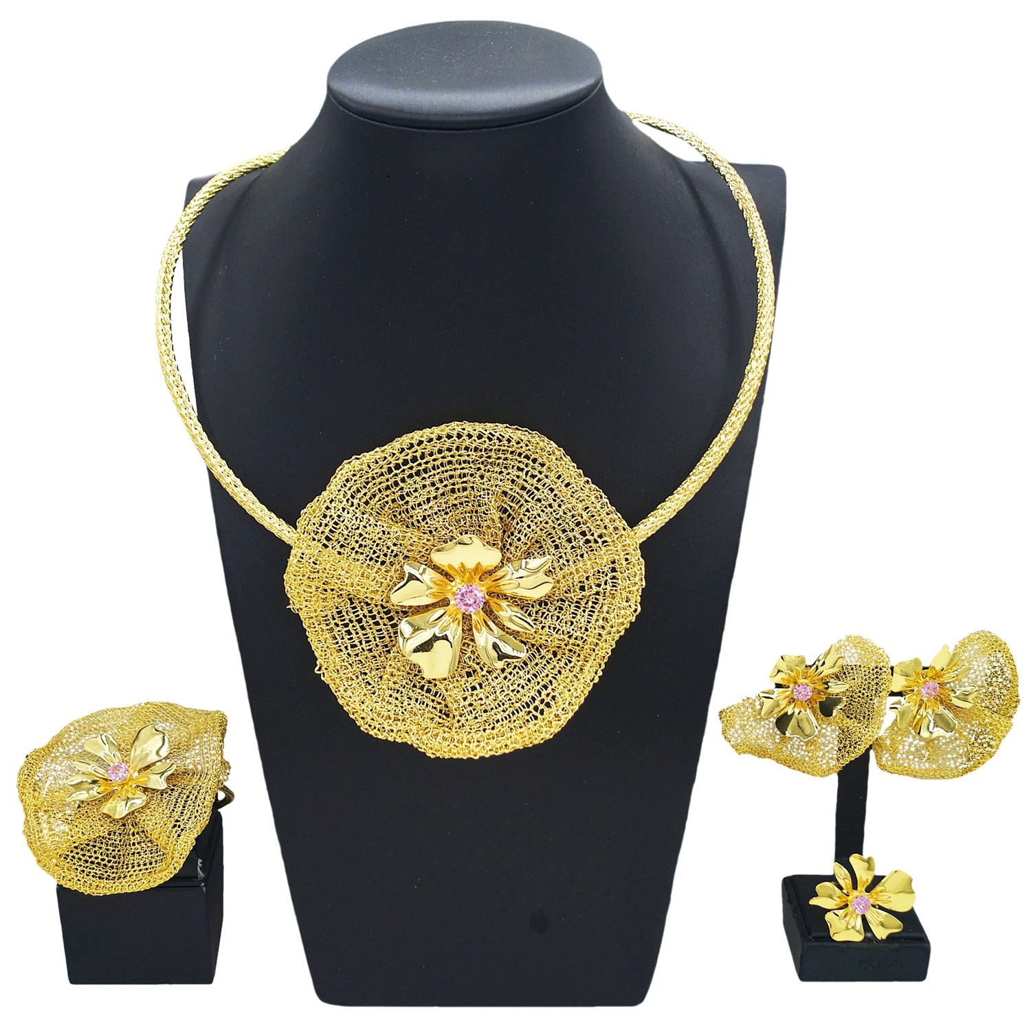 New Trendy Hollow Out petals Big Flower Jewelry Set for Woman Dangle Earring Ring Necklace 4pcs/set Party Anniversary Jewelry
New Trendy Hollow Out petals Big Flower Jewelry Set for Woman Dangle Earring Ring Necklace 4pcs/set Party Anniversary Jewelry