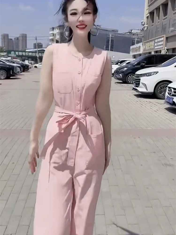 Летний костюм-комбинезон Ele round Ne Svel с поясом и высокой талией для женщин, модный, для повседневной носки, с длинными брюками
Летний костюм-комбинезон Ele round Ne Svel с поясом и высокой талией для женщин, модный, для повседневной носки, с длинными брюками