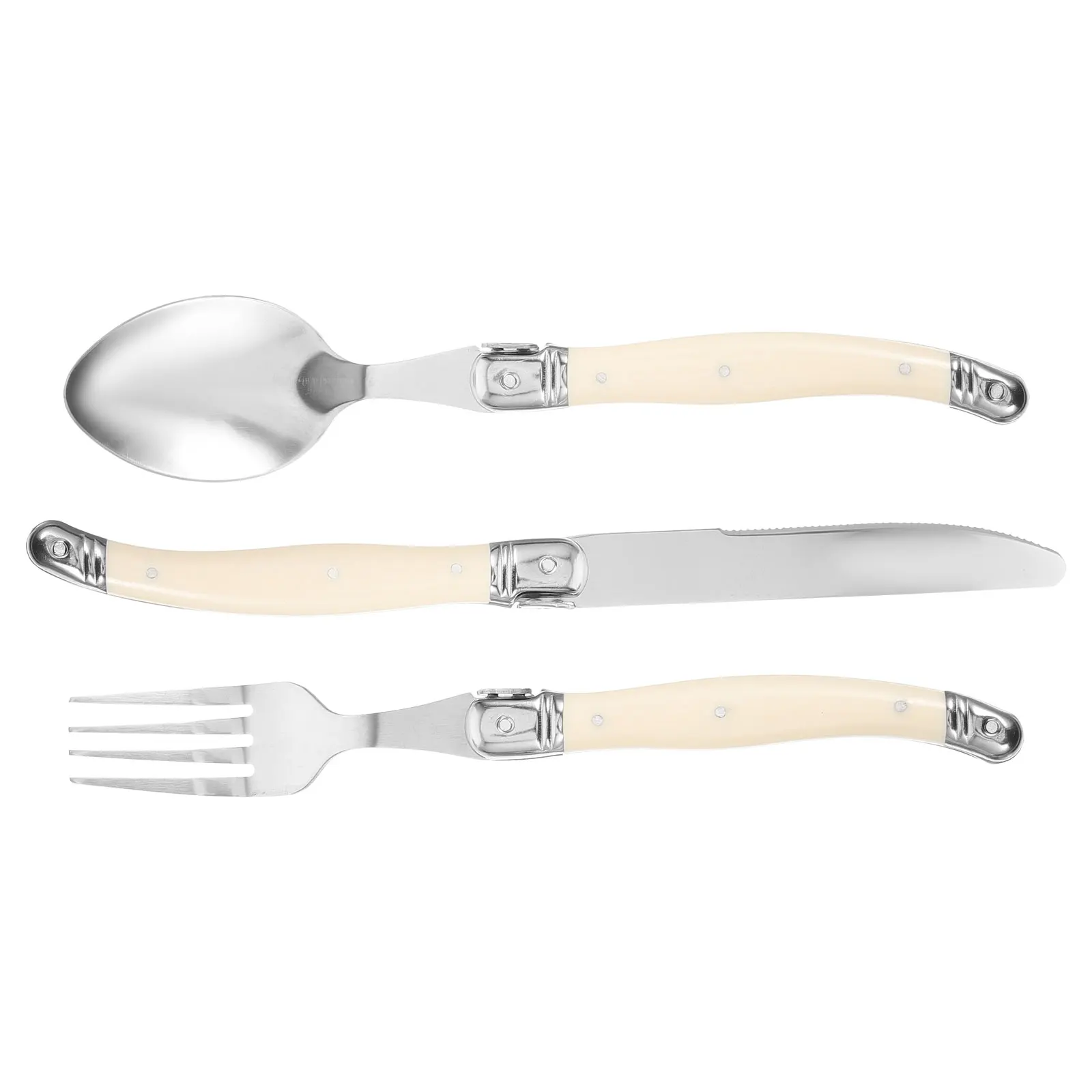 1 Western Flatware Stainless Steel Dinnerware Steak Fork Spoon Cutter Home Restaurant Smooth Modern Design Elegant Utensils Set 
1 Western Flatware Stainless Steel Dinnerware Steak Fork Spoon Cutter Home Restaurant Smooth Modern Design Elegant Utensils Set