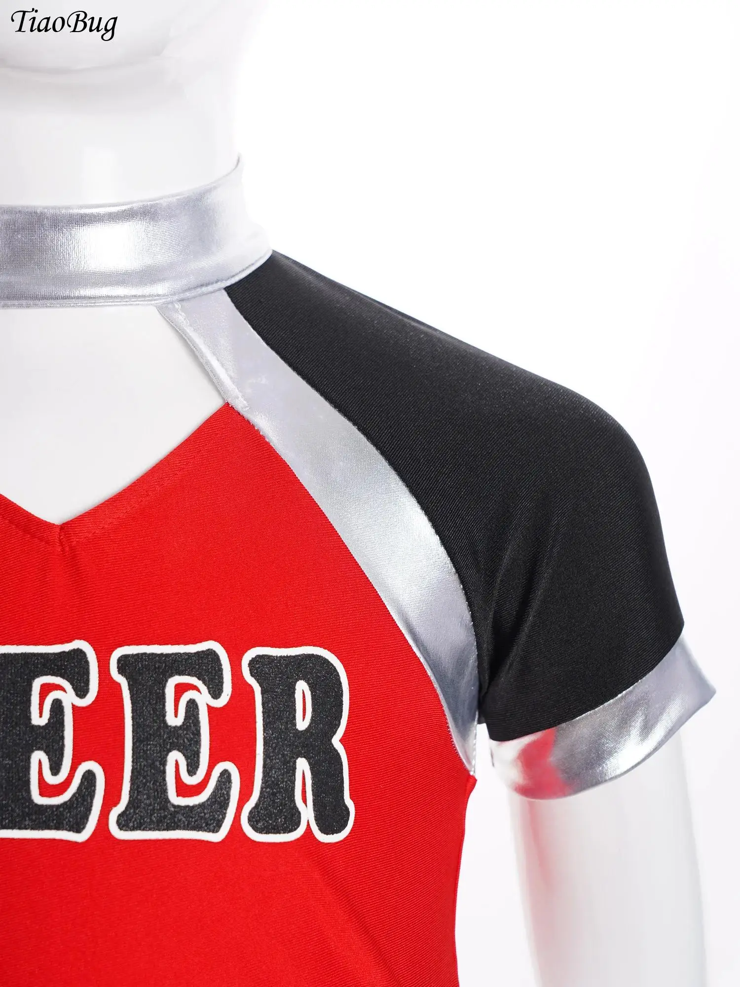 2Pcs Kids Girls Cheerleading Dance Outfit Uniform Letter Print Short Sleeve Cutout Color Block Crop Top Shirts+Skirted Shorts
2Pcs Kids Girls Cheerleading Dance Outfit Uniform Letter Print Short Sleeve Cutout Color Block Crop Top Shirts+Skirted Shorts