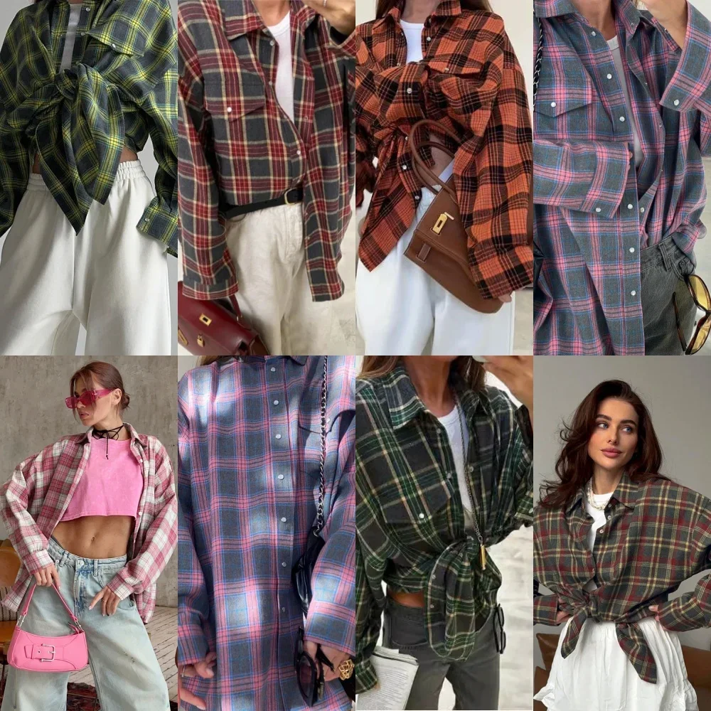 2024 Oversized Plaid Shirt Autumn Winter Women Vintage Long Sleeve Fashion Loose Lapel Pocket Shirt Fit Blouse Korean Style
2024 Oversized Plaid Shirt Autumn Winter Women Vintage Long Sleeve Fashion Loose Lapel Pocket Shirt Fit Blouse Korean Style