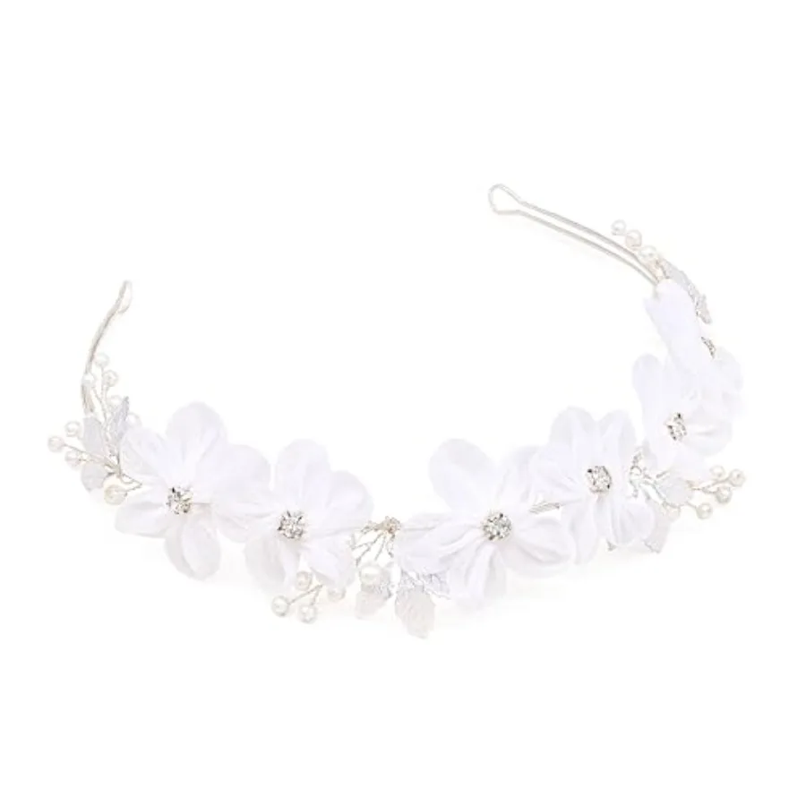 Oriamour Tulle Flower Headband, Flower Girl Headpiece, Pearl Silver, Wedding Hair Accessories, Tiara for Birthday, Party, First
Oriamour Tulle Flower Headband, Flower Girl Headpiece, Pearl Silver, Wedding Hair Accessories, Tiara for Birthday, Party, First