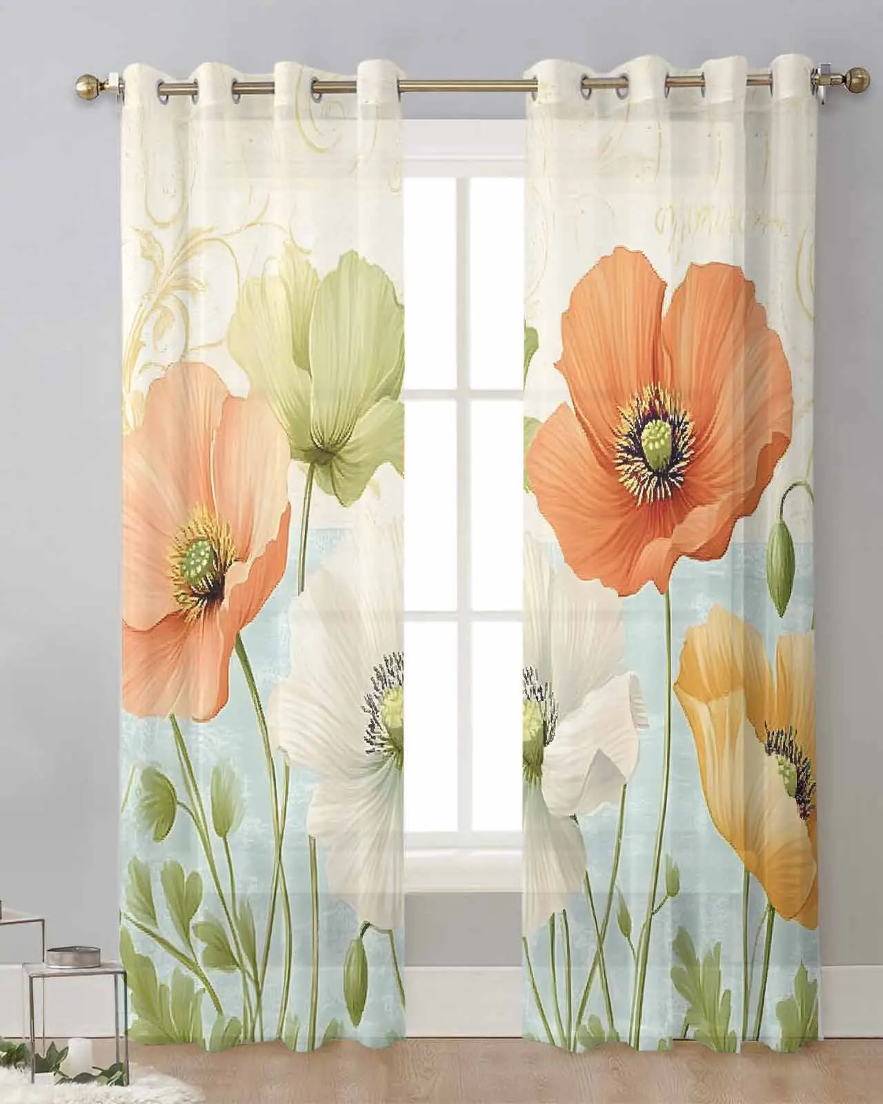Vintage Poppies Flowers Tulle Living Room Decoration Transparent Sheer Curtains Bedroom Kitchen Voile Chiffon Drapes
Vintage Poppies Flowers Tulle Living Room Decoration Transparent Sheer Curtains Bedroom Kitchen Voile Chiffon Drapes