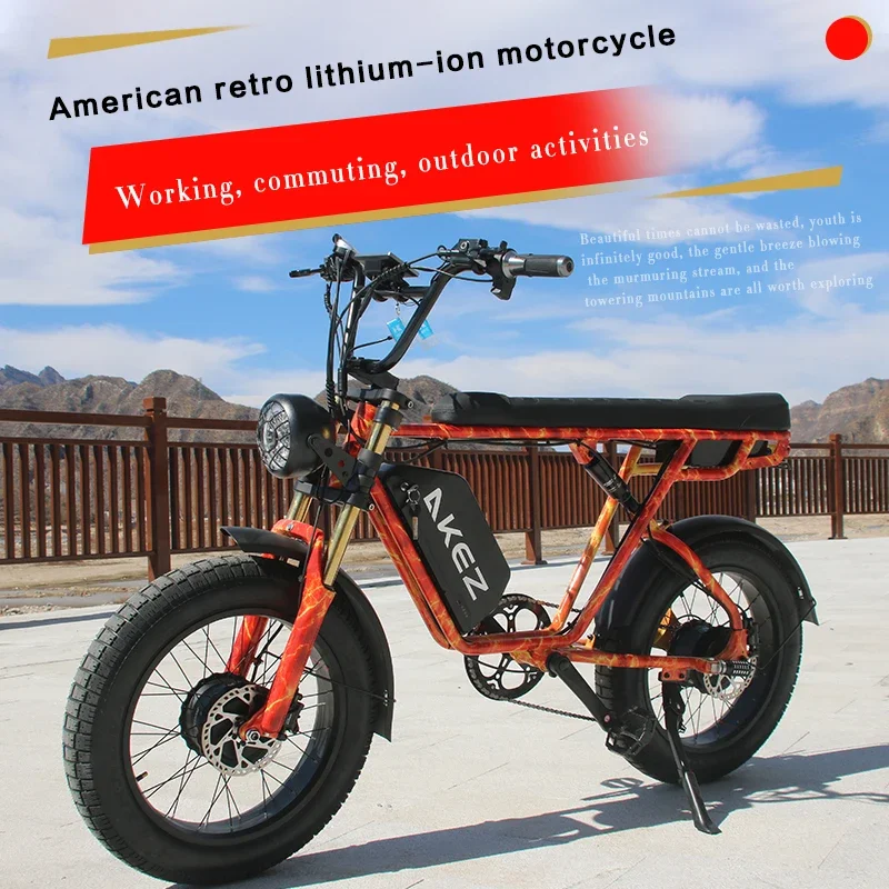 US Warehouse | AKEZ 48V 1500W Dual Motor Retro Electric Motorcycle, 26Ah Long Range Fat Tire E-Bike for Adults
US Warehouse | AKEZ 48V 1500W Dual Motor Retro Electric Motorcycle, 26Ah Long Range Fat Tire E-Bike for Adults