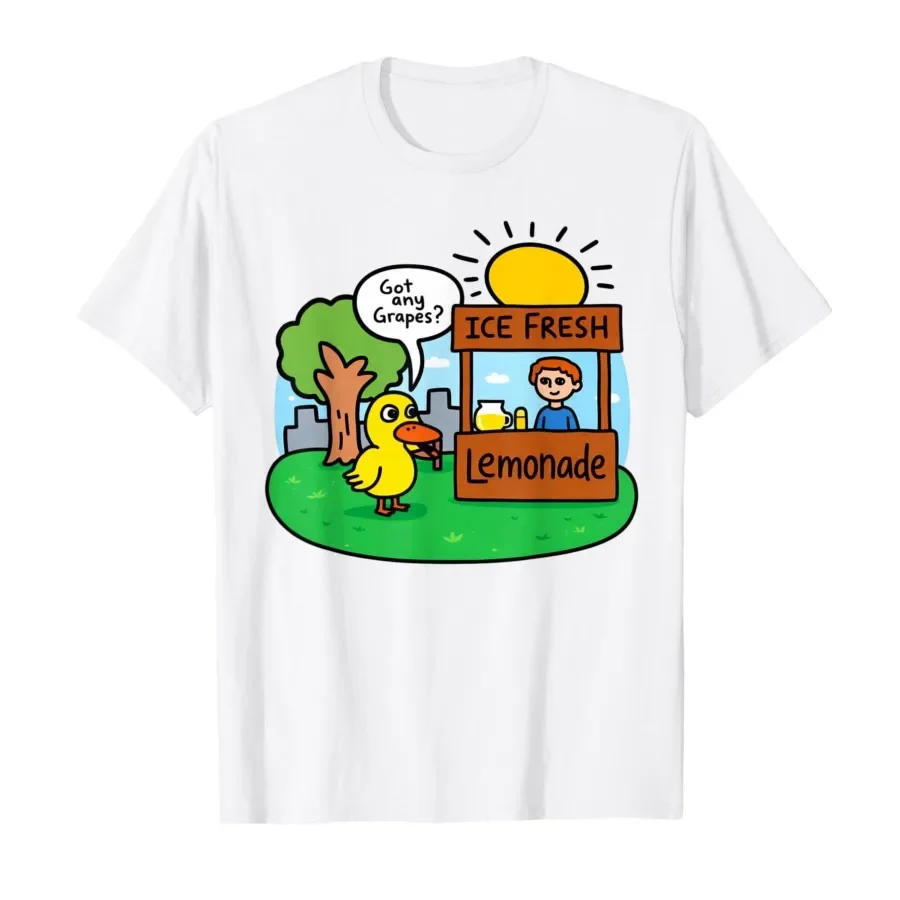 Ice Fresh Lemonade Got Any Grapes Duck Funny Gifts Meme T-shirt For Men Women 100% Cotton T Shirts Short Sleeve Tops 0427-1
Ice Fresh Lemonade Got Any Grapes Duck Funny Gifts Meme T-shirt For Men Women 100% Cotton T Shirts Short Sleeve Tops 0427-1
