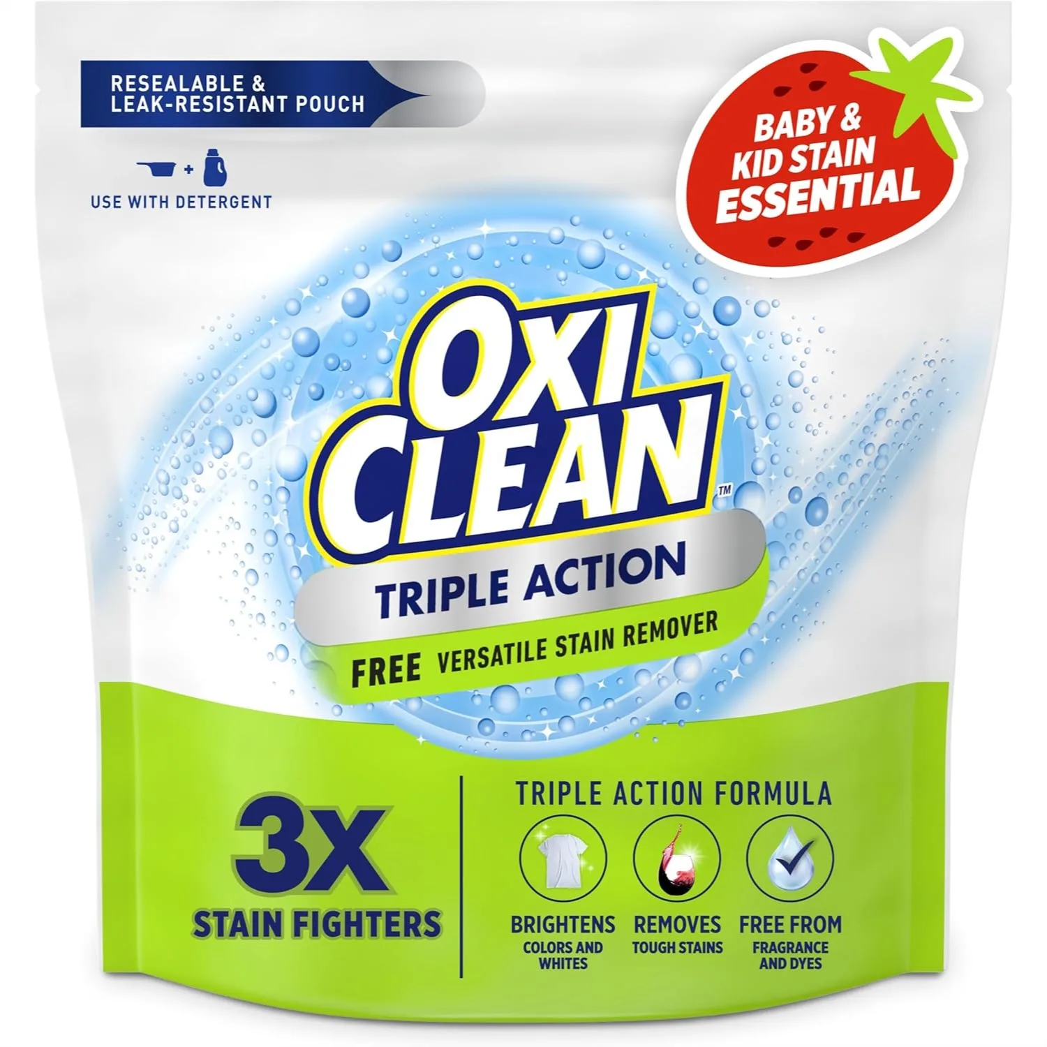 OxiClean Triple Action Free Stain Remover Powder, 4 lbs, No Fragrance, No Dyes, Brightens Whites & Colors
OxiClean Triple Action Free Stain Remover Powder, 4 lbs, No Fragrance, No Dyes, Brightens Whites & Colors