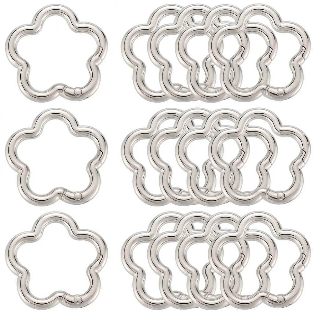 18Pcs Alloy Spring Gate Rings Flower Platinum 34x35x4.5mm
18Pcs Alloy Spring Gate Rings Flower Platinum 34x35x4.5mm