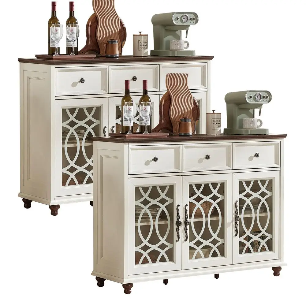 Farmhouse Sideboard Buffet Cabinet Set of 2 with Storage,48 Large Credenza with 3 Glass Doors amp 3 Drawers,Adjustable Shelves
Farmhouse Sideboard Buffet Cabinet Set of 2 with Storage,48 Large Credenza with 3 Glass Doors amp 3 Drawers,Adjustable Shelves