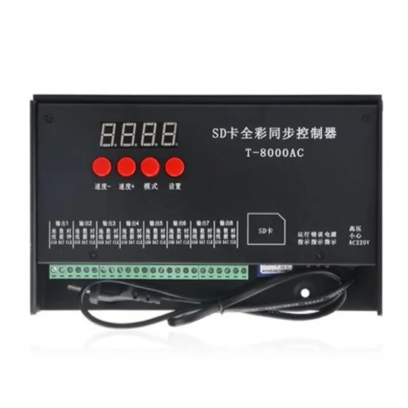 DC5V 12V 8192 Pixel Controller T8000 AC110V-220V SD Card LED Full Color Controller for WS2801/WS2811/WS2812/2815 Strip Modules
DC5V 12V 8192 Pixel Controller T8000 AC110V-220V SD Card LED Full Color Controller for WS2801/WS2811/WS2812/2815 Strip Modules