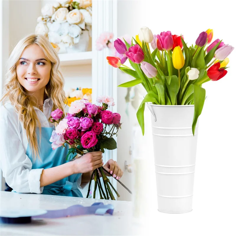 BAAJ-White Flower Buckets,6 Pcs 9.8" Tall Galvanized Metal Vases With Waterproof Coating, French Style Flower Container
BAAJ-White Flower Buckets,6 Pcs 9.8" Tall Galvanized Metal Vases With Waterproof Coating, French Style Flower Container