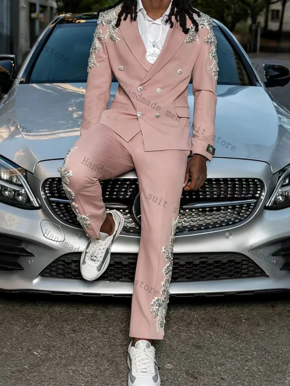 Pink Men Suit Set 2 Piece Blazer+Pants Cotton Appliqued Prom Wedding Tuxedos Coat Customized Formal Office Fashion Jacket
Pink Men Suit Set 2 Piece Blazer+Pants Cotton Appliqued Prom Wedding Tuxedos Coat Customized Formal Office Fashion Jacket