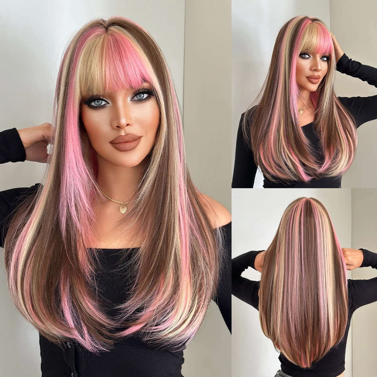 NAMM Long Straight colorful Wigs For Women With Bangs Natural Looking Soft High Quality Synthetic Heat Resistant Fiber Wig Hair
NAMM Long Straight colorful Wigs For Women With Bangs Natural Looking Soft High Quality Synthetic Heat Resistant Fiber Wig Hair
