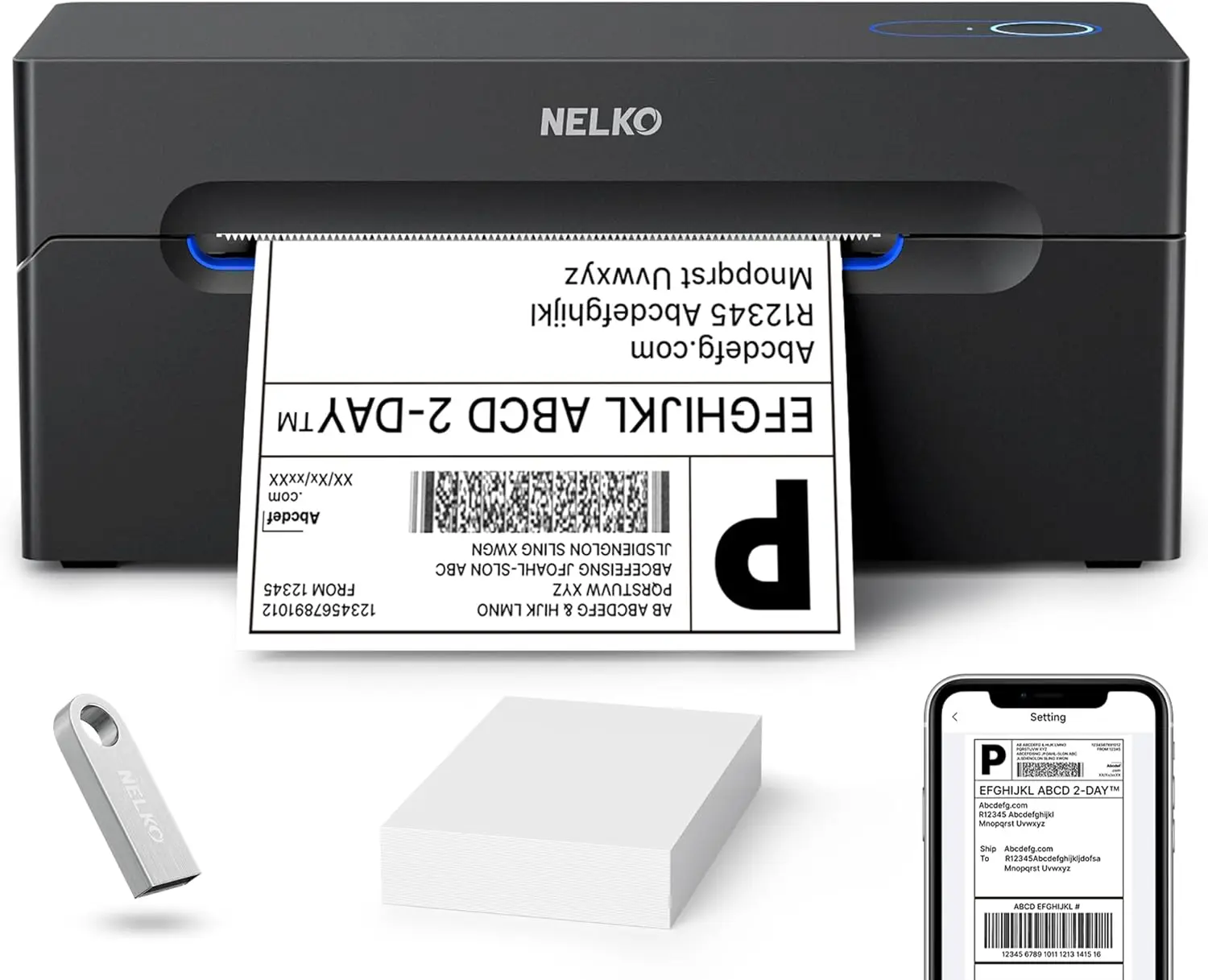 Bluetooth Thermal Shipping Label Printer, Wireless 4x6 Label Printer for Packages, Support Android, iPhone, Windows, Use for Shipping (Black)