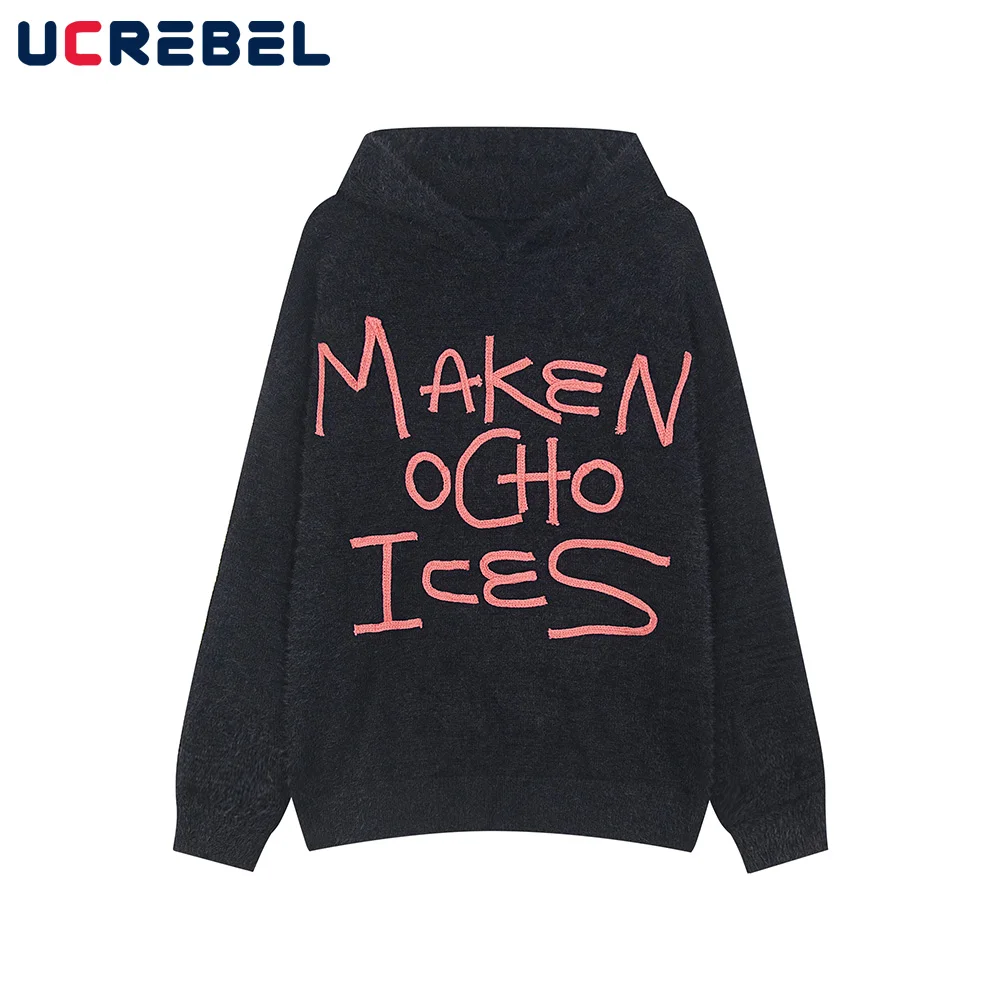 Letter Decoration Hooded Sweater Mens Autumn Winter Drop Shoulder Long Sleeve Loose Knitted Pullover Men
Letter Decoration Hooded Sweater Mens Autumn Winter Drop Shoulder Long Sleeve Loose Knitted Pullover Men