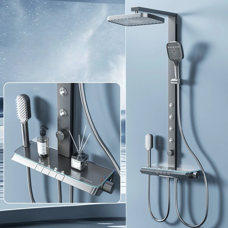 Настенная многофункциональная душевая система для ванной комнаты: водонепроницаемый регулируемый по высоте душевой комплект, прочное сантехническое оборудование
Настенная многофункциональная душевая система для ванной комнаты: водонепроницаемый регулируемый по высоте душевой комплект, прочное сантехническое оборудование