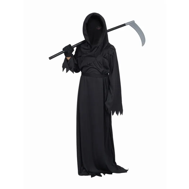Halloween Grim Reaper Horror Costume Black Hooded Spooky Ghost Robe Dress Up Costume Adult Cosplay Mask Scythe Prop Party 
Halloween Grim Reaper Horror Costume Black Hooded Spooky Ghost Robe Dress Up Costume Adult Cosplay Mask Scythe Prop Party
