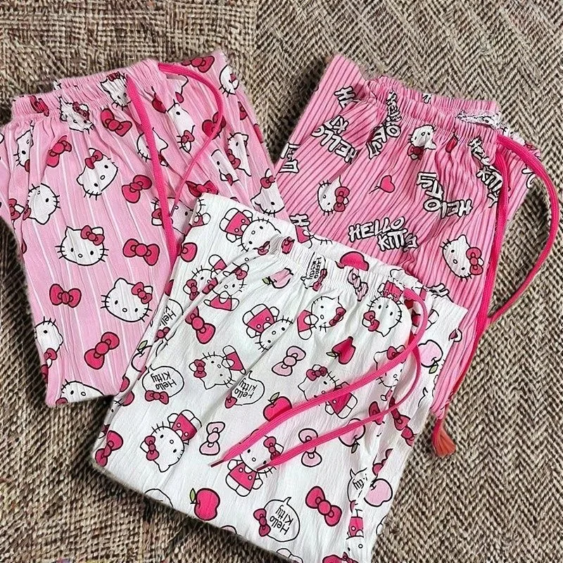 Sanrio Hello Kitty summer pajamas wide version cute cat pants women's summer thin high-waisted casual trousers women's gift
Sanrio Hello Kitty summer pajamas wide version cute cat pants women's summer thin high-waisted casual trousers women's gift