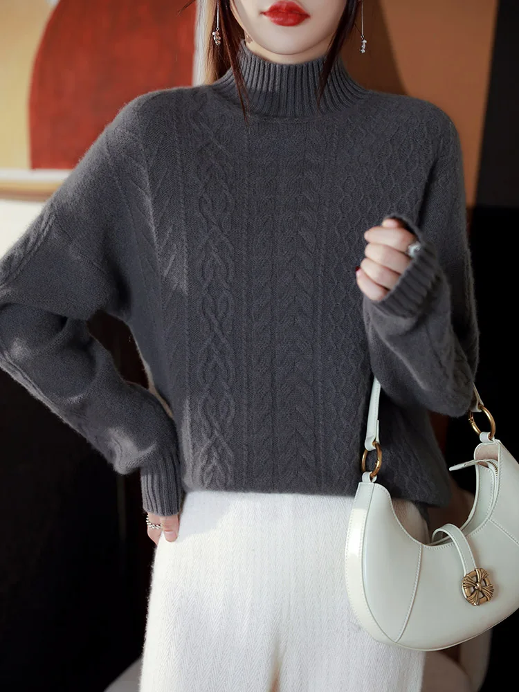 Thickened cashmere sweater women's 100 pure wool autumn and winter new half high collar base sweater loose short sweater
Thickened cashmere sweater women's 100 pure wool autumn and winter new half high collar base sweater loose short sweater