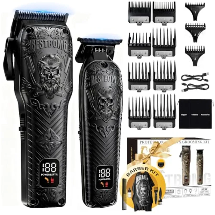 Professional Cordless Mens Hair Clippers and Beard Trimmer Kits and SetsMetal Hair Clippers Cutting Grooming Kit with Long Batt
Professional Cordless Mens Hair Clippers and Beard Trimmer Kits and SetsMetal Hair Clippers Cutting Grooming Kit with Long Batt