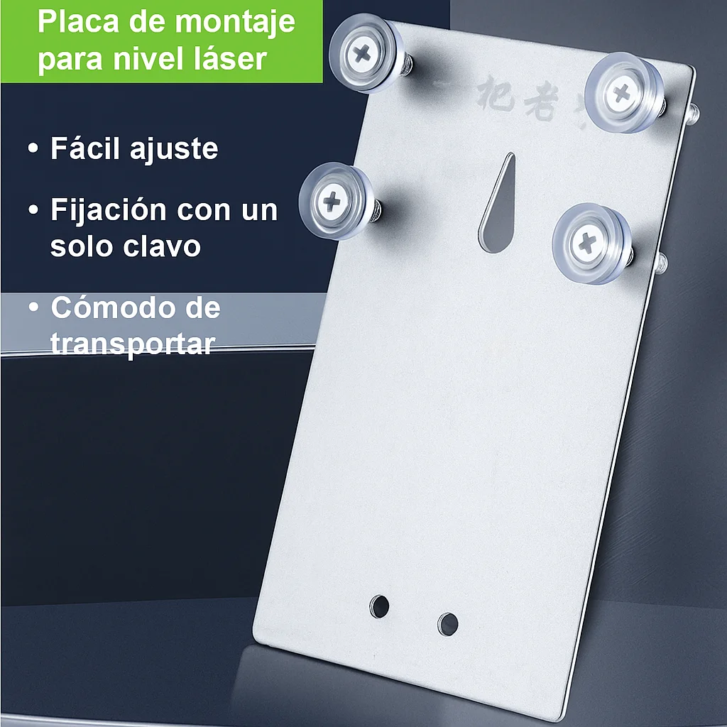 Soporte de pared para nivel láser con tornillos ajustables fijación con un solo clavo, placa metálica portátil para construcción
Soporte de pared para nivel láser con tornillos ajustables fijación con un solo clavo, placa metálica portátil para construcción