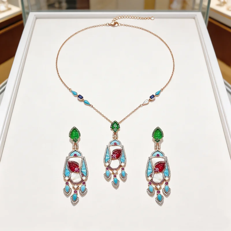 Vintage Style Earrings Necklace Women Lady Inlay Cubic Zircon Mother Of Pearl Turquoise Tassels Pendant Party Fine Jewelry Sets
Vintage Style Earrings Necklace Women Lady Inlay Cubic Zircon Mother Of Pearl Turquoise Tassels Pendant Party Fine Jewelry Sets