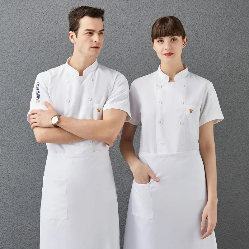Chef Overalls Men'S Summer Back Breathable Mesh Short Sleeve Work Clothes Hotel Kitchen Restaurant Western Food Printed Logo
Chef Overalls Men'S Summer Back Breathable Mesh Short Sleeve Work Clothes Hotel Kitchen Restaurant Western Food Printed Logo