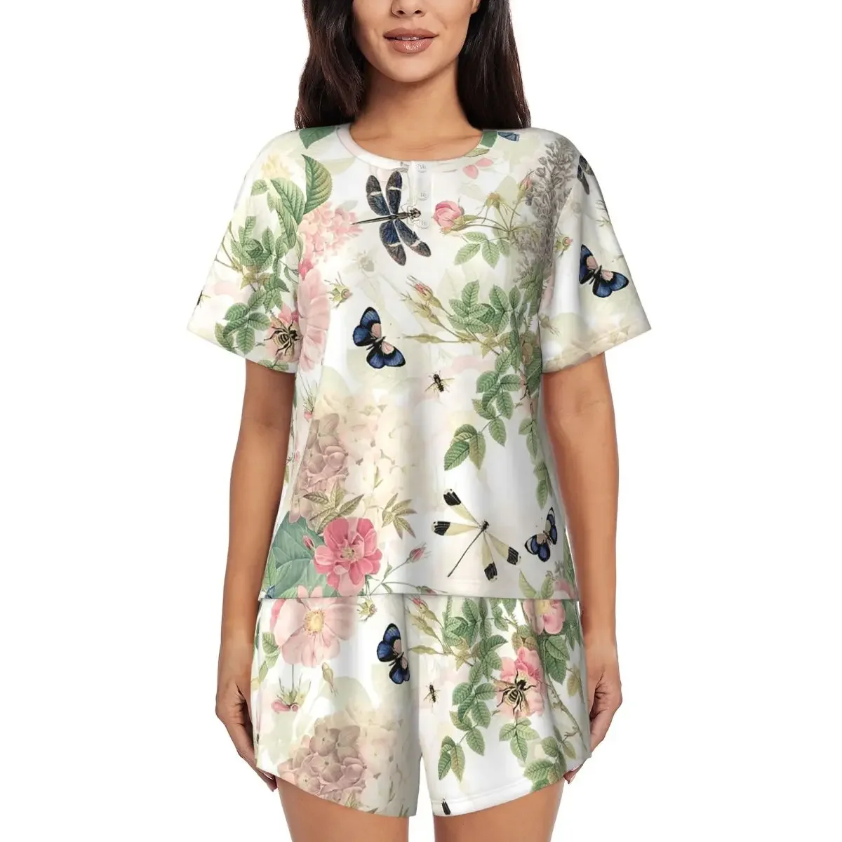 Roses Spring Flower And Early Insects Botanical Round Neck Short Sleeve Nightgowns for Sleeping Women Pajama Set Short Pants
Roses Spring Flower And Early Insects Botanical Round Neck Short Sleeve Nightgowns for Sleeping Women Pajama Set Short Pants