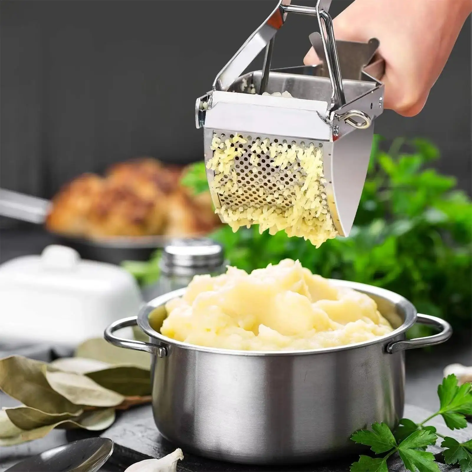 Ricer For Mashed Potatoes Food Masher Stainless Steel Heavy Duty Juicer With Silicone Handle For Apartment Cooking Vegetable
Ricer For Mashed Potatoes Food Masher Stainless Steel Heavy Duty Juicer With Silicone Handle For Apartment Cooking Vegetable