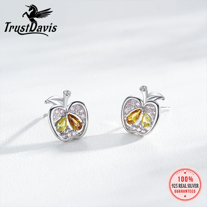 TrustDavis 925 Sterling Silver Women's Fashion Cute Apple Multicolor Zirconia Earrings for Women Girl Jewelry Gift DS4305 
TrustDavis 925 Sterling Silver Women's Fashion Cute Apple Multicolor Zirconia Earrings for Women Girl Jewelry Gift DS4305