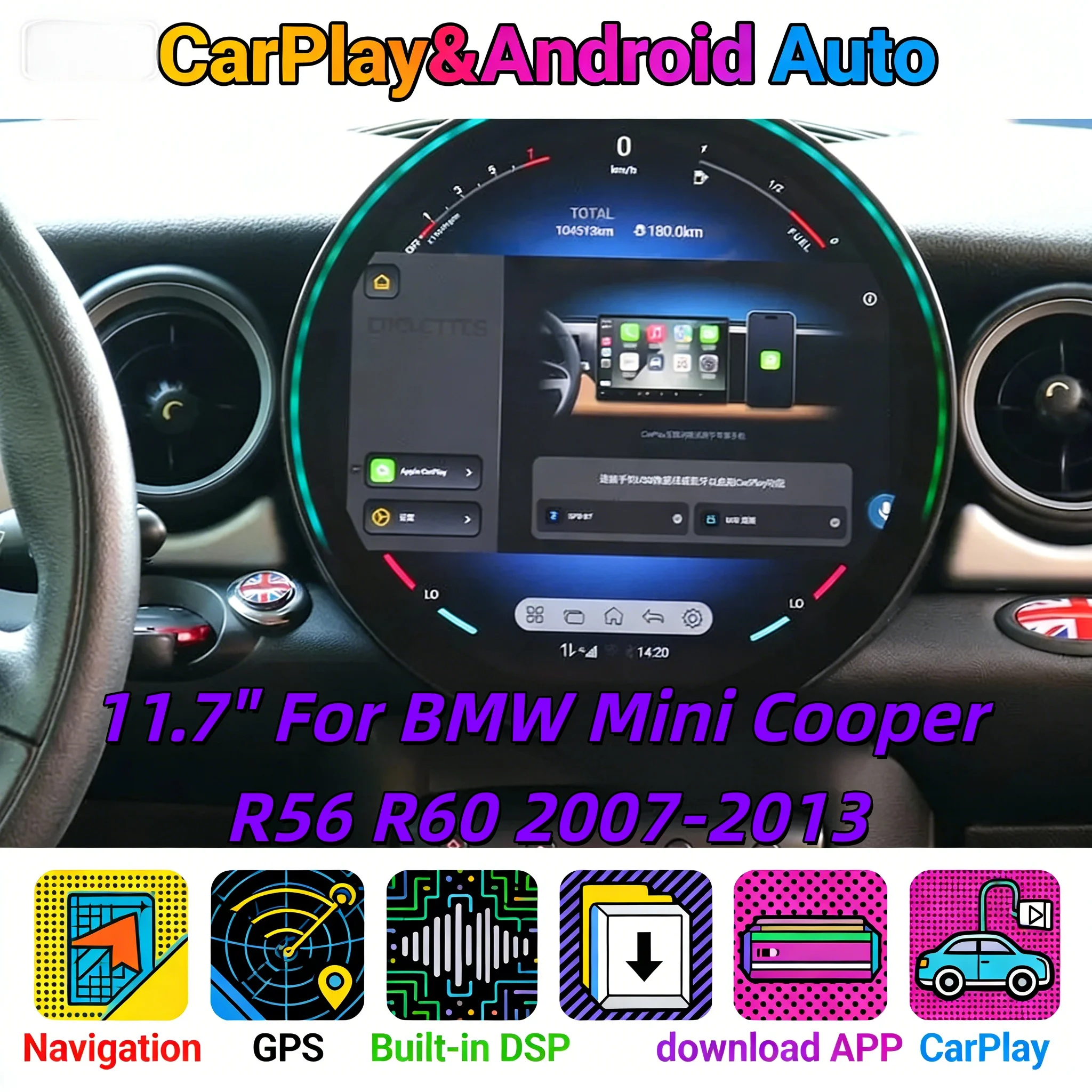 11.8Inch Multimedia Video Player For BMW Mini Cooper R56 R60 2007-2013 Android 14 Bluetooth Car Radio Navigation Stereo DSP GPS
11.8Inch Multimedia Video Player For BMW Mini Cooper R56 R60 2007-2013 Android 14 Bluetooth Car Radio Navigation Stereo DSP GPS