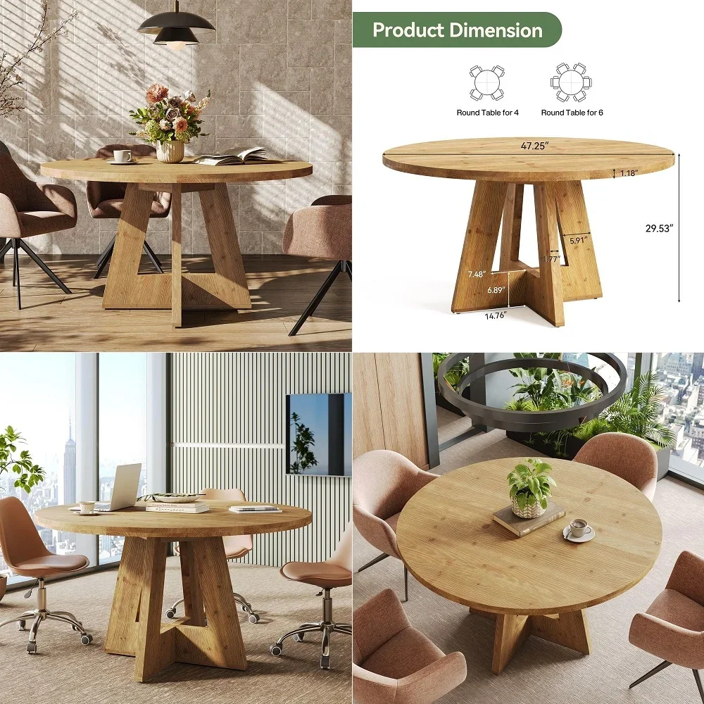 Wood Round Conference Table, 47 Farmhouse Meeting Table with Sturdy Pedestal Base for 46, Wood Office Table for Small Space, Co
Wood Round Conference Table, 47 Farmhouse Meeting Table with Sturdy Pedestal Base for 46, Wood Office Table for Small Space, Co